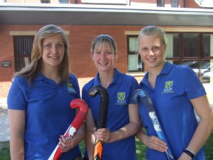 L-R: Emily Lewis, coach Anwen Pugh and Vivian Grudde